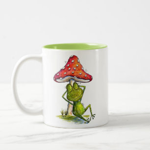 Caneca De Café Em Dois Tons Sapo suspirando sob um banheiro