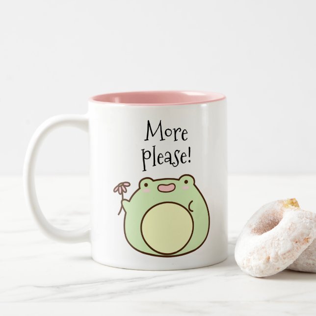 Caneca De Café Em Dois Tons Sapo Verde (Com Donut)