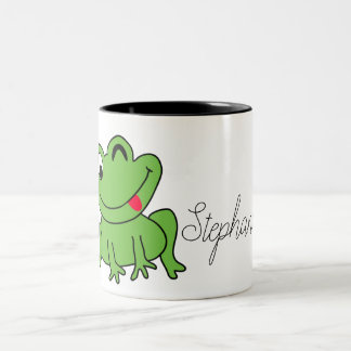 Caneca De Café Em Dois Tons Sapo Verde Personalizado de Cartoon Bonito