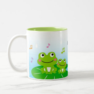 Caneca De Café Em Dois Tons Sapos pequenos felizes e fofos