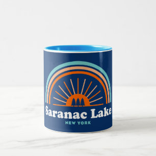 Caneca De Café Em Dois Tons Saranac Lake New York Rainbow