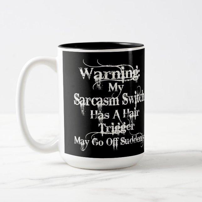 Caneca De Café Em Dois Tons Sarcasm Advertência Humor (Esquerda)