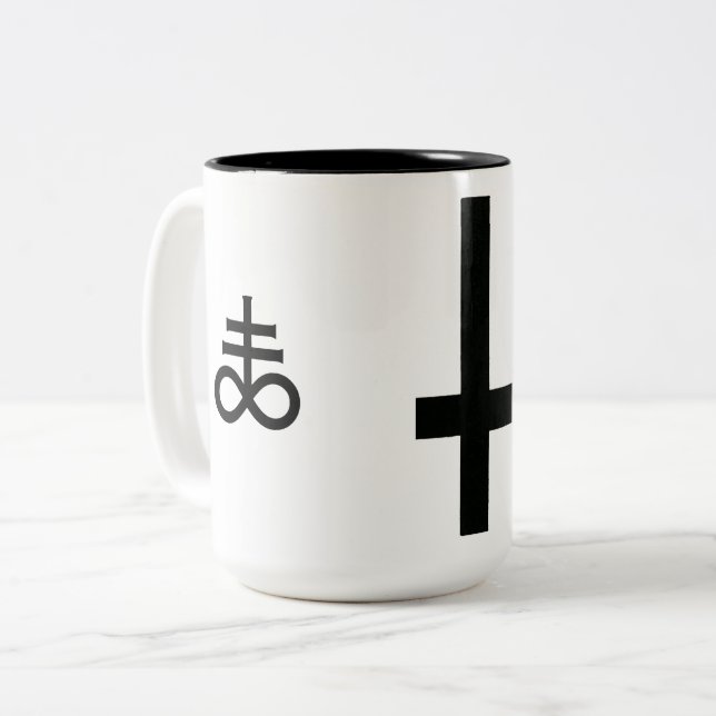 Caneca De Café Em Dois Tons Satanista (Frente Esquerda)