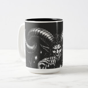 Caneca De Café Em Dois Tons Sátiro Invernal Hornado — por BurnsInHell