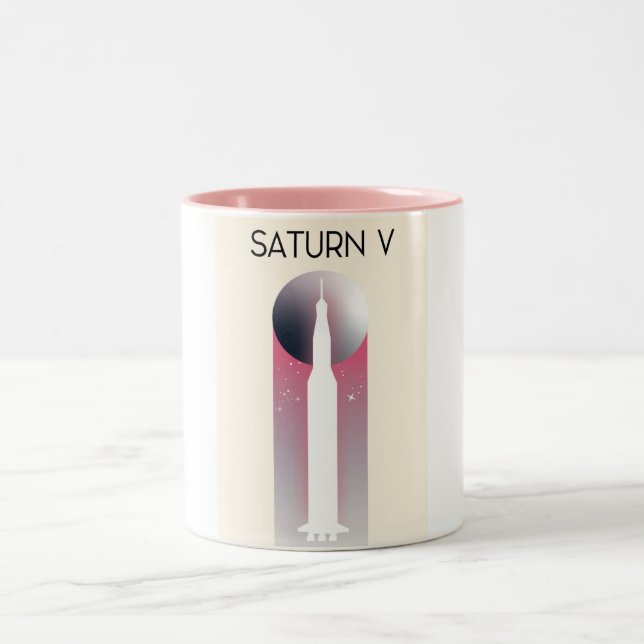 Caneca De Café Em Dois Tons Saturn V Apollo Space Art (Centro)