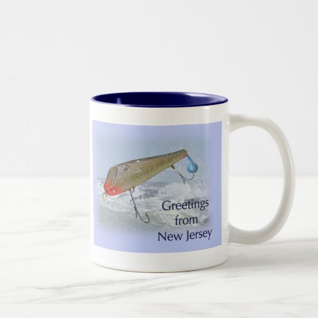 Caneca De Café Em Dois Tons Saudações Da Pesca De Nova Jersey (Direita)