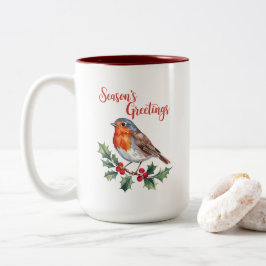 Caneca De Café Em Dois Tons Saudações da temporada de Robin alegre
