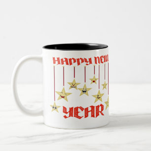 Caneca De Café Em Dois Tons Saudações de feliz ano novo