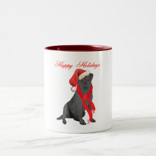 Caneca De Café Em Dois Tons Saudações de Férias do Labrador Retriever Preto