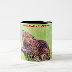 Caneca De Café Em Dois Tons Saudações de Natal Meu Pequeno Castor