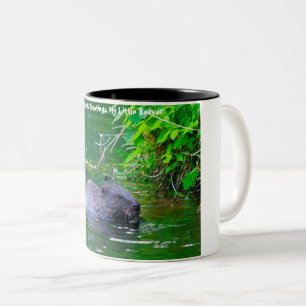 Caneca De Café Em Dois Tons Saudações de Natal Meu Pequeno Castor