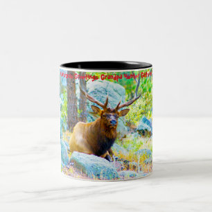 Caneca De Café Em Dois Tons Saudações de Natal Vô Hunter Gatherer