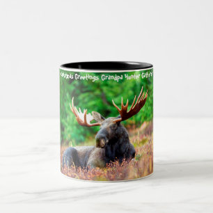 Caneca De Café Em Dois Tons Saudações de Natal Vô Hunter Gatherer