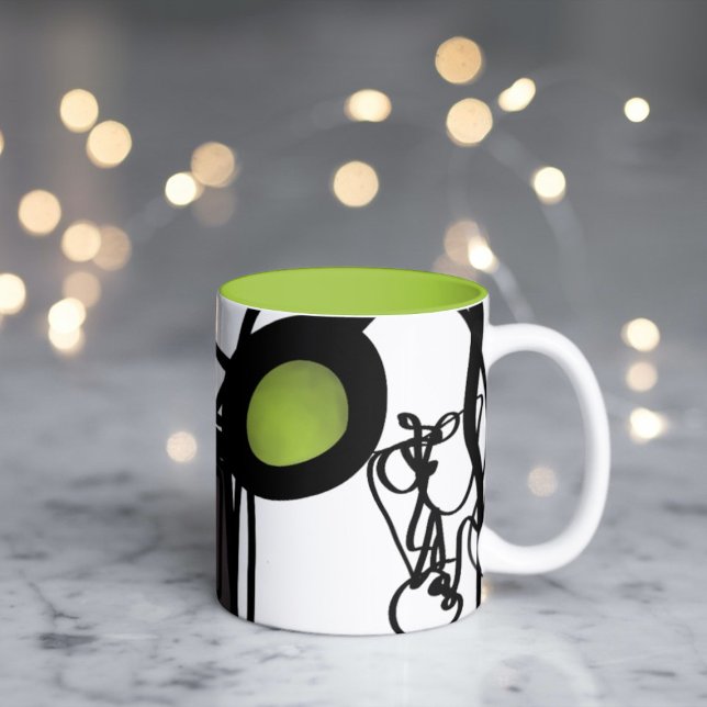 Caneca De Café Em Dois Tons Saudações de Philydion: Abstrato Black and White (Criador carregado)