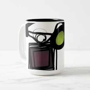 Caneca De Café Em Dois Tons Saudações de Philydion: Abstrato Black & White