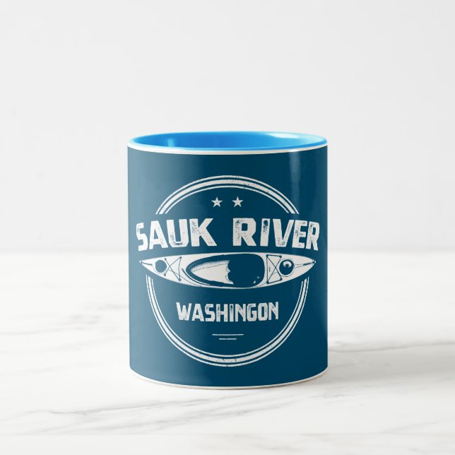 Caneca De Café Em Dois Tons Sauk River Washington Kayaking (Centro)