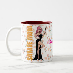 Caneca De Café Em Dois Tons Savage Mamãe Mug - Glamorosa Mãe Assustadora Prese