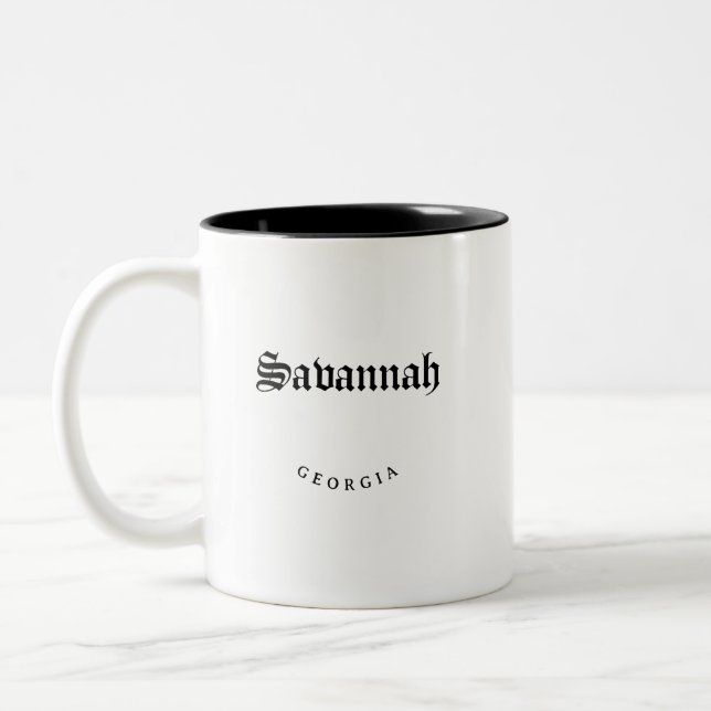 Caneca De Café Em Dois Tons Savannah Georgia Black Font (Esquerda)