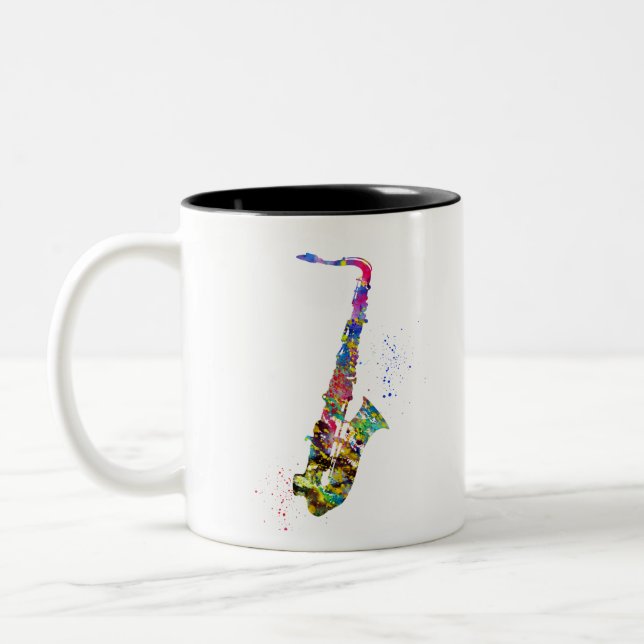 Caneca De Café Em Dois Tons saxofone (Esquerda)