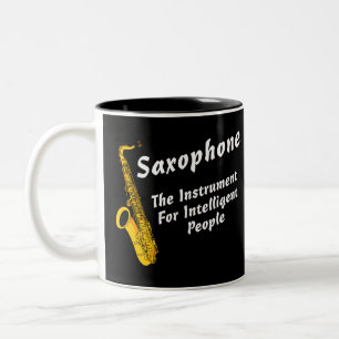 Caneca De Café Em Dois Tons Saxofone inteligente