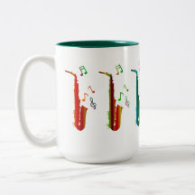 saxofones e "notas musicais" Mug de dois tons, 15 