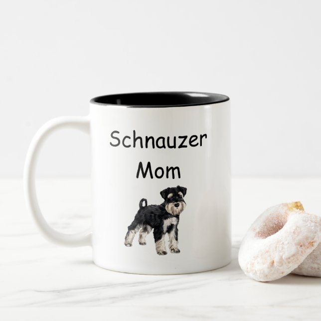 Caneca De Café Em Dois Tons Schnauzer Coffee Mug (Com Donut)