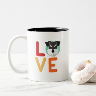 Caneca De Café Em Dois Tons Schnauzer diminuto do amor engraçado de I mim