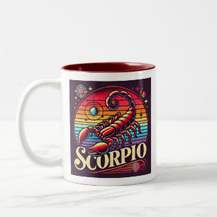 Caneca De Café Em Dois Tons Scorpio Zodiac Coffee Mug Retro Design