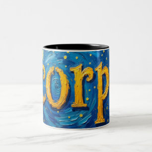 Caneca De Café Em Dois Tons Scorpio Zodiac Mug - Arte de Astrologia Noturna Es