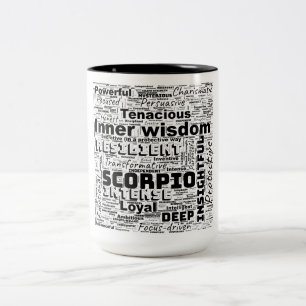 Caneca De Café Em Dois Tons Scorpio Zodiac Word Cloud Inspiração
