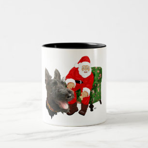 Caneca De Café Em Dois Tons Scottie Feliz e Papai Noel