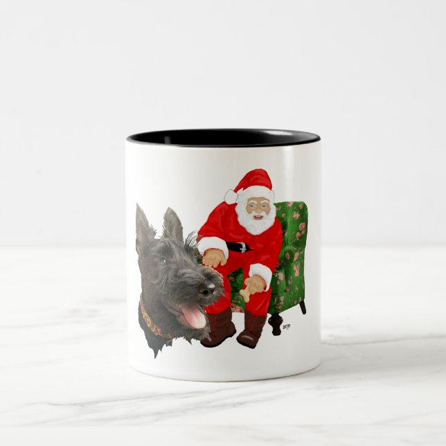Caneca De Café Em Dois Tons Scottie Feliz e Papai Noel (Centro)
