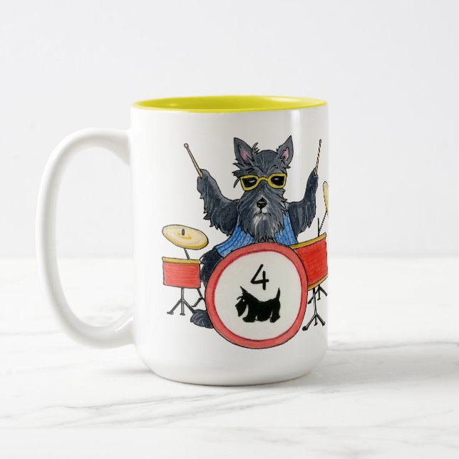 Caneca De Café Em Dois Tons Scotties Rock Drummer Mug (Esquerda)