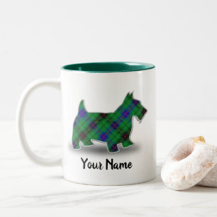 Caneca De Café Em Dois Tons Scottish Clan Davidson Tartan Scottish Terrier