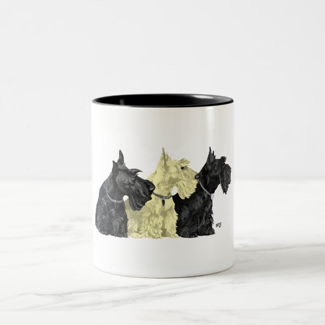 Caneca De Café Em Dois Tons Scottish Terriers Preto e Trigo (Centro)