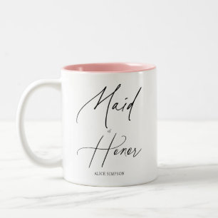 Caneca De Café Em Dois Tons Script Chic madrinha de casamento