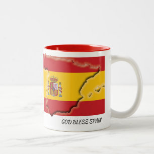 Caneca De Café Em Dois Tons Script de MAPA de FLAG de espanha personalizado