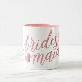 Caneca De Café Em Dois Tons Script PixDezines Bridesmaid/Faux Rosa Dourado/Mod
