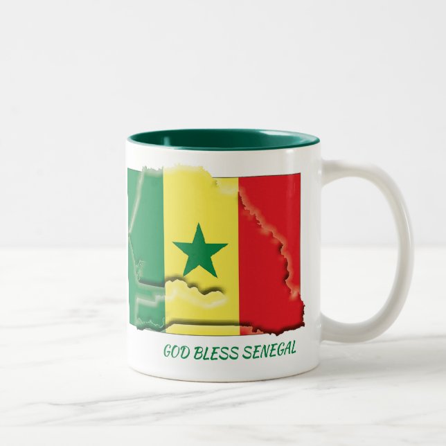 Caneca De Café Em Dois Tons Script SENEGAL FLAG MAP Personalizado (Direita)