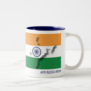 Caneca De Café Em Dois Tons Scripting Personalizado MAPA DE PAVILHÃO INDIA BRA
