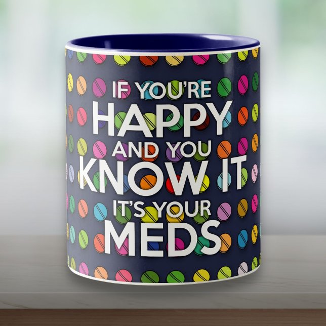 CANECA DE CAFÉ EM DOIS TONS SE VOCÊ ESTIVER FELIZ E SABER ISSO, CITAÇÃO DIVERT (IF YOU'RE HAPPY AND YOU KNOW IT Fun Quote Two-Tone Coffee Mug)