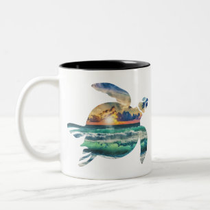 Caneca De Café Em Dois Tons Sea Turtle Sunset Beach