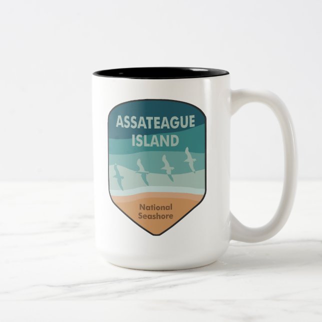 Caneca De Café Em Dois Tons Seagulhas da Ilha de Assateague (Direita)