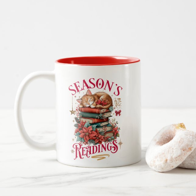 Caneca De Café Em Dois Tons Season's Readings Cozy Kitten  (Com Donut)