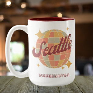 Caneca De Café Em Dois Tons Seattle City Washington Retro Vintage