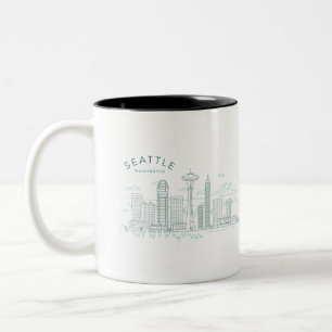 Caneca De Café Em Dois Tons Seattle Skyline Stroke
