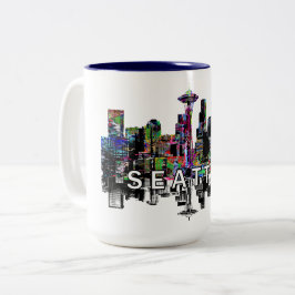 Caneca De Café Em Dois Tons Seattle, Washington em grafite