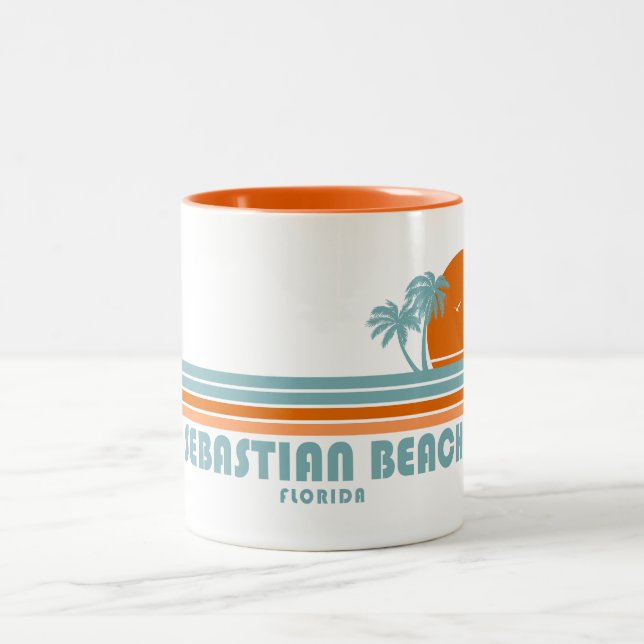 Caneca De Café Em Dois Tons Sebastian Beach Fort Lauderdale Sun Palm Trees (Centro)