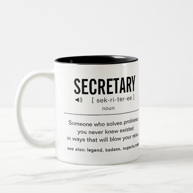 Caneca De Café Em Dois Tons Secretário Personalizado Engraçado (Esquerda)