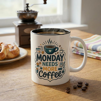Caneca De Café Em Dois Tons Segunda-feira Precisa de Mais Café Divertido Traba